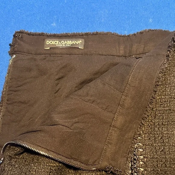 Dolce & Gabbana Dark Brown Tweed Skirt - Picture 2 of 3